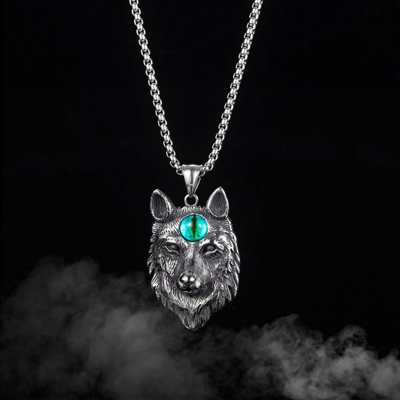 men wolf head necklace - Picture 3 of 6